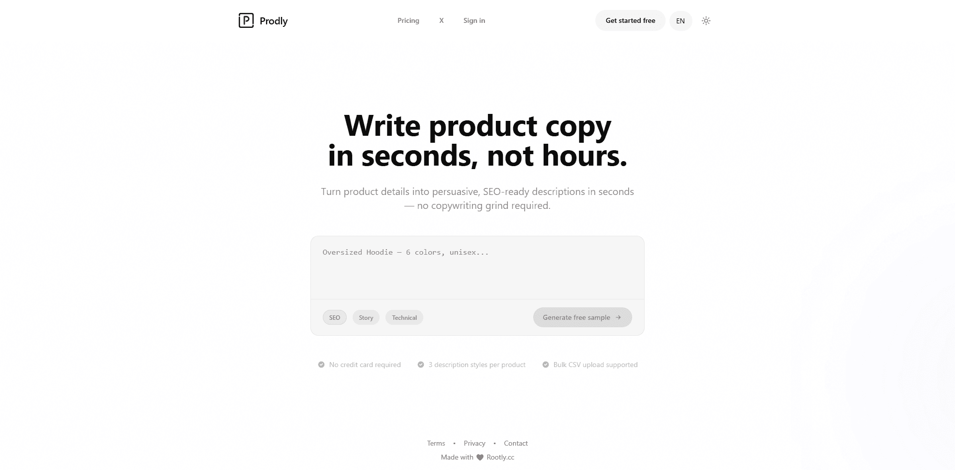 Prodly frontend screenshot